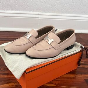 Hermes Pale Pink Leather Paris Loafer